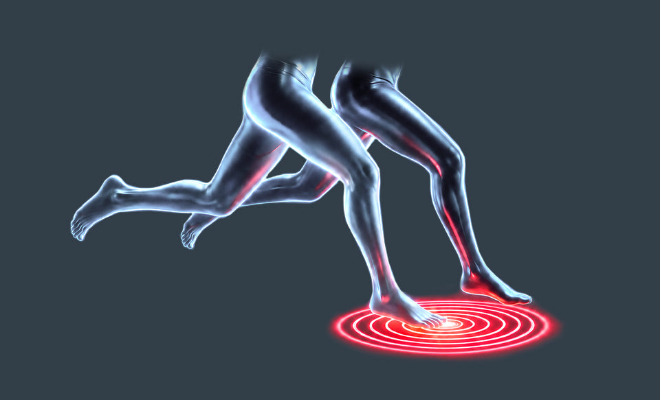 Legs in motion with propulsion from the foot