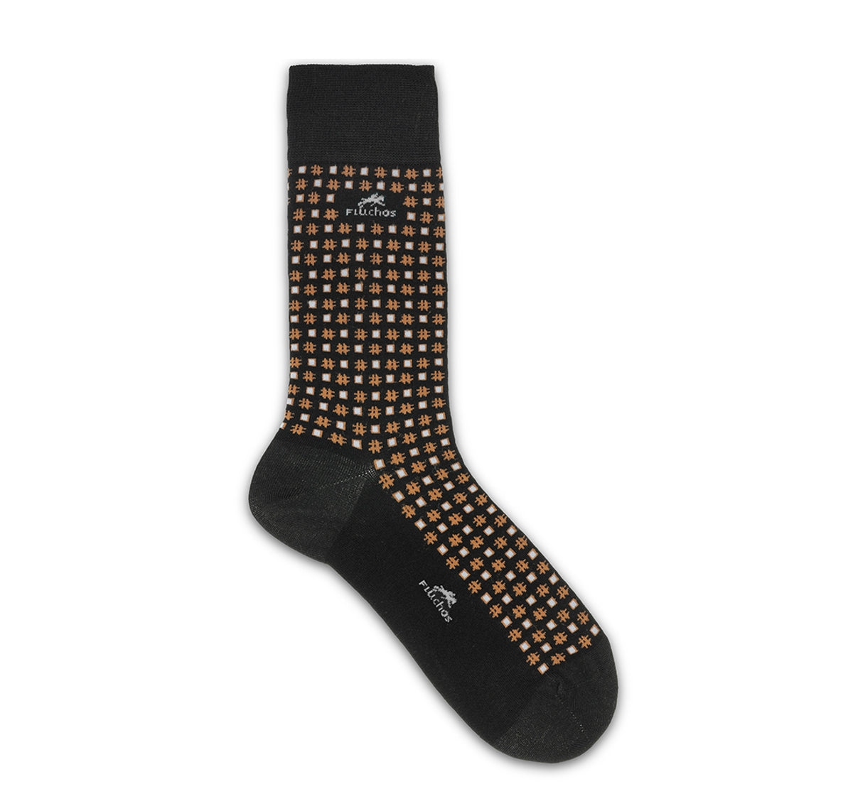 CA0009 Calcetin largo Black-Brown dots 2p-1